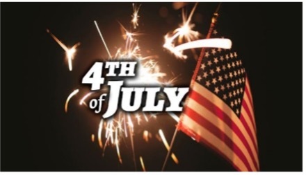 4th of July. A sparkler and an American flag are being held up in the background.