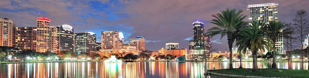 The city of Orlando, Florida at night.