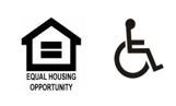 Equal Opportunity house logo and wheelchair accessible logo